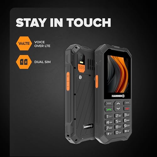 Telefono A Pulsante Hammer 6 Lte, Grande Batteria Da 2500Mah Fino A 7 Giorni In Standby, Torcia E Tasto Sos, Tecnologia Volte, Tasti Illuminati, Test Di Caduta IP68 Da 1,5 Metri, 2,4 Pollici - 4