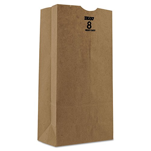General GH8500#8 Paper Grocery Bag 50lb Kraft Heavy-Duty 6 1/8 x 4 1/8 x 12 7/16 500 bags