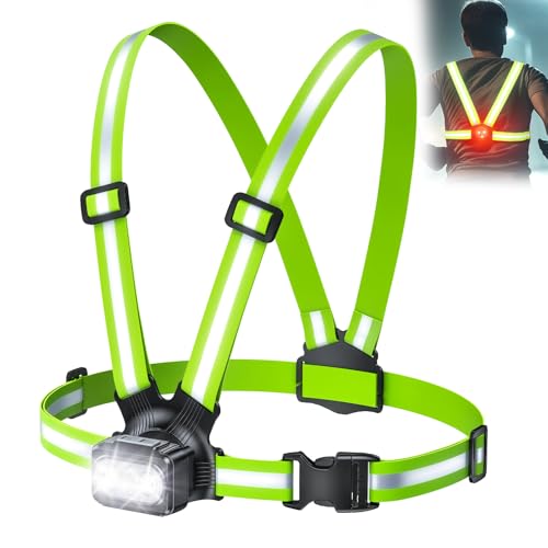Rolgno Lauflampe Joggen mit Rücklicht, 500 Lumen Wiederaufladbare Lauflicht, 7+2 Leuchtmodi, 45° Verstellbar, 360° Reflektoren, IPX4 Wasserdicht,...