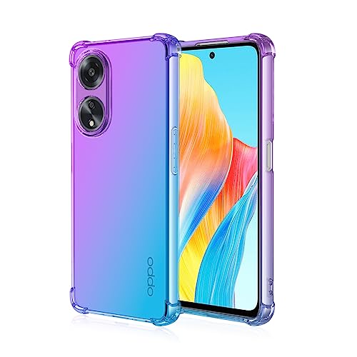 Dedux Funda para OPPO A98 5G, [Refuerzo de Cuatro Esquinas] Carcasa Gradiente Transparente TPU Suave Funda Case (Violeta/Azul)