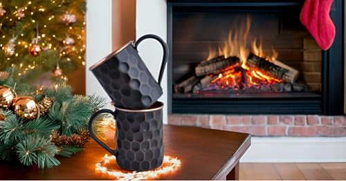 STAGLIFE 16 Oz Black Moscow Mule Pure Copper Mugs, Genuine Real Copper Cups for Drinking Moscow Mules, Food Safe Handcrafted Solid Mug Large Cup Hammered Finish Christmas Gift Set of 2