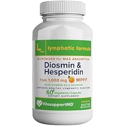 VITASUPPORTMD Lymphatic Formula, Diosmin Hesperidin 1000mg Lymphatic Drainage Supplement, Lymph System Detox, Selenium and Vitamin D3 for Immune Health, 60 Capsules