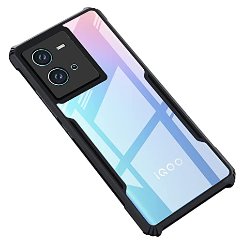 Image of CEDO Backcover for iQOO Neo 6 (5G) | Camera Protection Shockproof Bumper-Edge | Acrylic Crystal Clear 360 Degree Protection TPU+PC | Transparent Eagle Back Case Cover (Black)
