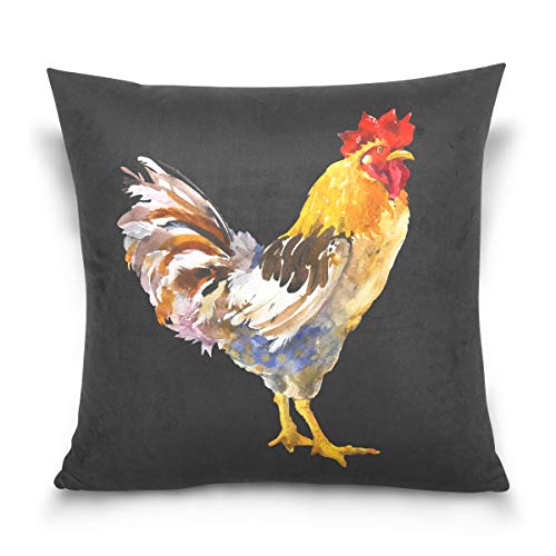 Linomo Funda de cojín de 40 x 40 cm, diseño de cola de gallo de animales, funda de cojín decorativa para sofá, cama, casa