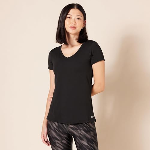 Image of Amazon Essentials Women's Active Quick Dry Tech Stretch Short-Sleeve V-Neck T-Shirt (Available in Plus Size), Pack of 2