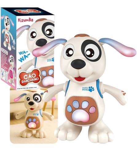 Cachorro Robô Boneco Dançarino Movimento Mexe Com Som E Luz Dança Brinquedo Menino Menina Kizumba (Azul)