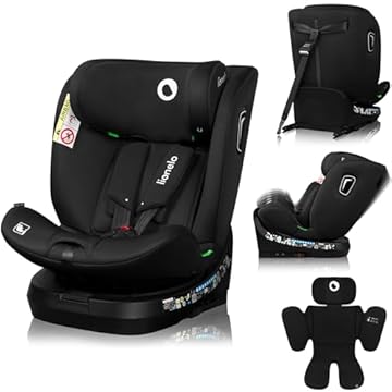 LIONELO BRAVE I-Size Seggiolino Auto per Bambini 40-150cm con ISOFIX Protezione Laterale Girevole 360° Ultima norma R129 Senso marcia e contrario Multi Regolazioni (Nero, BRAVE I-SIZE)