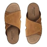 CCSOFTIME Summer Mens Sandals, Mens Leather Sandal with Adjustable Strap,Open Toe Comfortable Soft Beach Suede Sandals for Men Summer Slippers for House,Beach,Poolside,Garden,Holiday Lt Brown-43