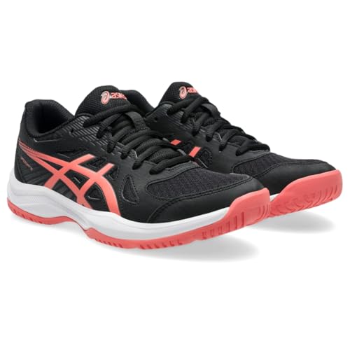 ASICS Women's Upcourt 6 Indoor Sport Shoes, 10.5, Black/Papaya