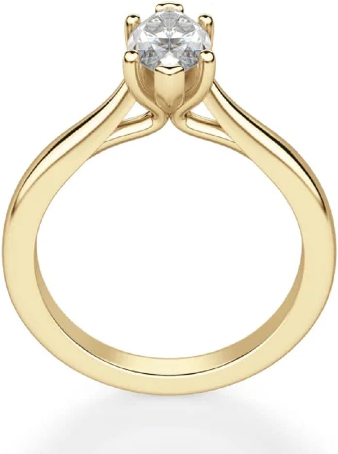 Moissanite Engagement Ring, 2.0 ct Colorless Marquise Cut, Gold Sterling Silver Promise Anniversary Ring for Women