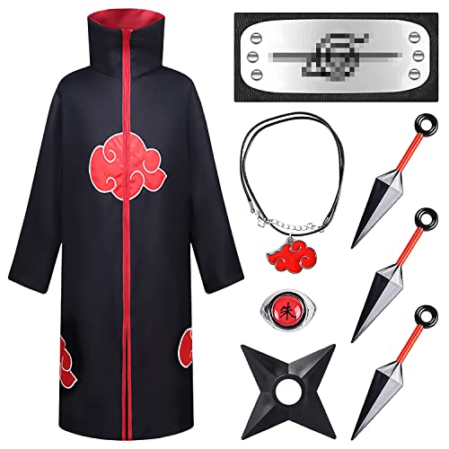 HEMTIK Abrigo Anime Cosplay Disfraz para Niños Adultos Unisex Cosplay con Anillo de Collar Shuriken...