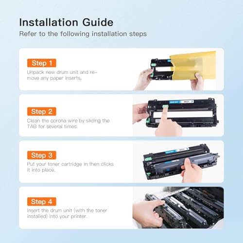 Image of E-Z Ink Remanufactured Drum Unit Replacement for Brother DR221 DR-221 DR221CL to use with HL-3140CW HL-3170CDW MFC-9130CW MFC-9330CDW Printer (1 Black, 1 Cyan, 1 Magenta, 1 Yellow) 4 Pack