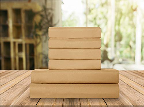 Elegant Comfort Luxury Soft Bed Sheets 1500 Premium Hotel Quality Microfiber Softness Wrinkle and Fade Resistant (6-Piece) Bedding Set Queen Medallion Gold