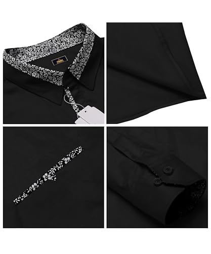 Image of Mens Shirt | Black Cotton Blend Casual | Regular Fit | Full Sleeve | Printed Spread Collar | Solid Plain Style | Summer Office Wear | Stylish Shirt for Men