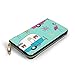 Produktbild JHGFG Happy Camper Flamingos Cartoon Frauen RFID Blocking Zip Around Brieftasche Echte Leder Clutch Langer Kartenhalter Organizer Wallets Große Reisetasche