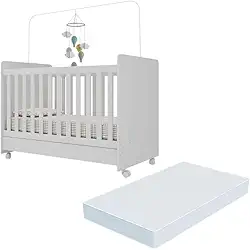 Berço Americano 3x1 com Colchão Incluso e Rodízios Pimpolho Multimóveis Mp4308 Branco