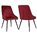 DUHOME 2X Chaise Salle à Manger en Tissu (Velours) Chaise rembourrée Design Retro avec Pieds en métal sélection de Couleur 8066, Couleur:Rouge, matière:Velours
