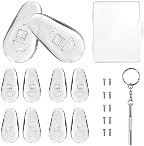 PTSLKHN 5 Pairs of Eyeglass Nose Pads, Upgraded 15x8mm Soft Silicone Air Chamber Eyeglasses Nose Pads, Screw-in Glasses Nose Pad Replacement Kit.