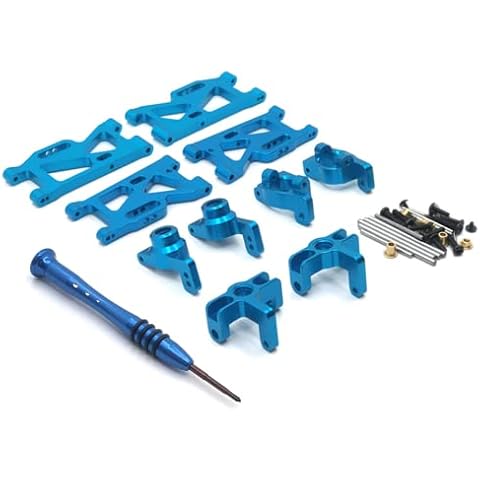 CKYSCHN Metal Front Rear Swing Arms RC Car Upgrade Parts Kit for WLtoys 1/14 144001 1/12 124017 124016 124007 RC Car, Upgrade Parts with Screwdriver(Blue) Cover