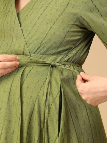 Image of The Mom Store Maternity and Nursing Wrap Dress for New Mom | Pre and Post Pregnancy Wear for Womens | Trendy Stylish Printed Friendly Dresses for Women | Comfortable