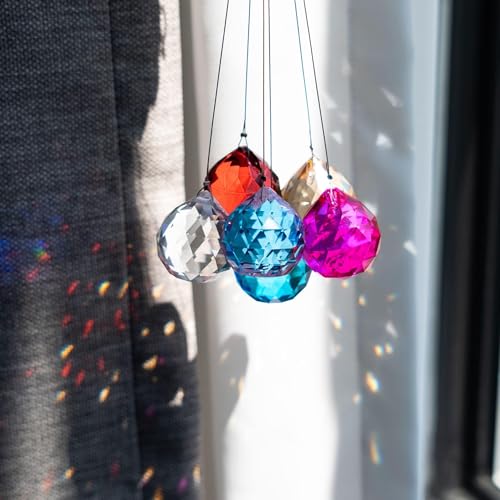 HDCRYSTALGIFTS 10 Pack 30mm Crystal Ball Prism Suncatchers for Window, Rainbow Maker Hanging Crystals Sun Catchers Indoor Window Home Garden Christmas Ornaments...