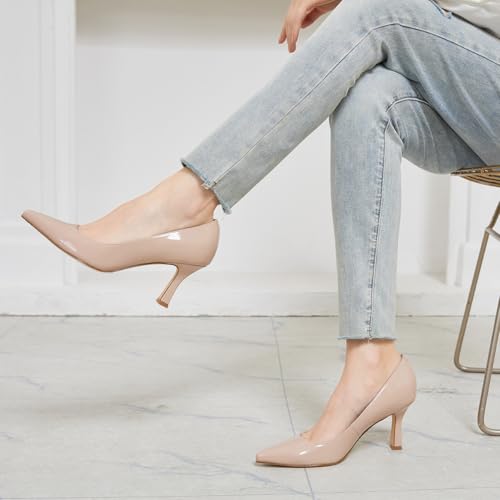 Image of Women's Closed Toe High Heels Dress Pointed Toe Wedding Pump Shoes Prom Bridal Work Office Pumps for Women