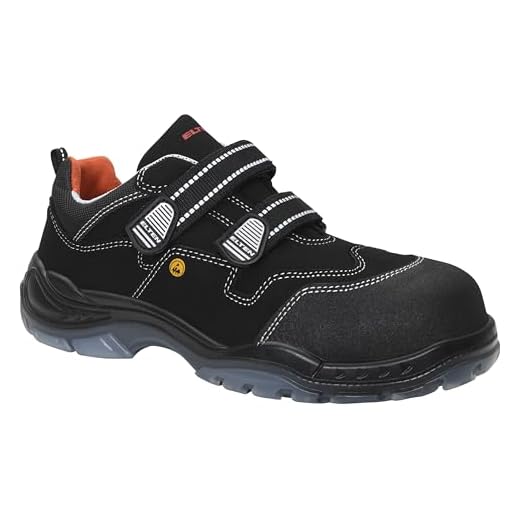 HMFSXKR Sicherheitsschuhe Herren Damen Arbeitsschuhe Stahlkappen Leicht Stahlkappenschuhe Sportlich Unisex 37-46 (Schwarz616, Numeric_43) 8 ELTEN Sicherheitsschuhe SID ESD S3, Herren, sportlich, leicht, schwarz, Kunststoffkappe, Klettverschluss - Größe 46