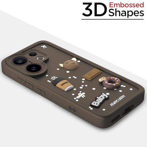 Image of Pikkme Back Cover for Vivo X200 Fe 5G | 3D Bear Silicone Cute & Fun Coffee Cartoon | Full Body Protection Bumper Case (Brown)