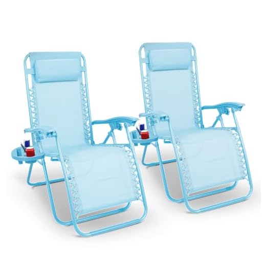 KEPLIN Gravity Chair Monocolour- Adjustable Reclining Zero Gravity Lounger for Garden & Patio -Foldable Lightweight Chair with Ergonomic Support -Durable Textilene Fabric & Non-Slip Feet-Skyblue 2pk