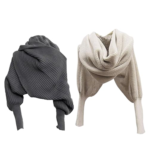 Châle pour femme avec manches tricoté lot de 2 écharpes d'hiver douces