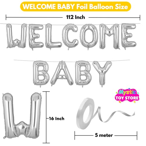 Image of Welcome Baby Banner Silver for Boy Girl Home Foil Balloon Decoration Decor Celebration Silveren