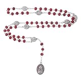 DEARMAMY Religiöse Rosenkranz Halskette mit Perlen Katholische Gebetskette für Damen Vintage Schmuck für Alltag Party und Reise