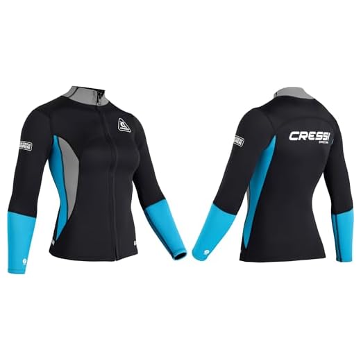 Cressi Guardian Lady Neoprene Jacket Black/Aquamarine 2mm M/3-Jacke aus Neopren 2mm, zum Schwimmen, Schnorcheln, Stand Up Paddling, Surfen, Kajakfahren und Wassersport, Schwarz/Aquamarin, M/3, Frauen