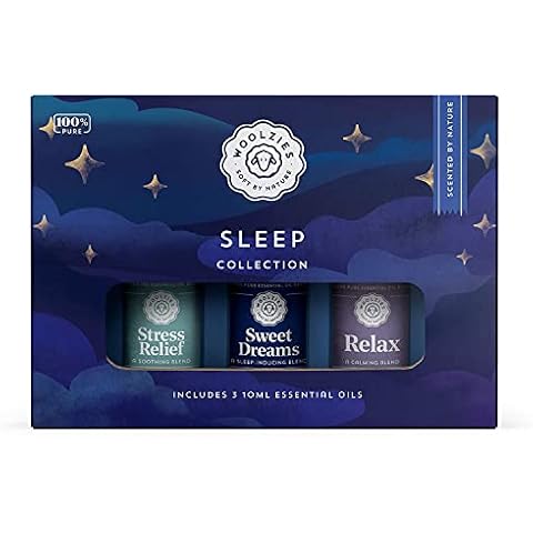 Woolzies Sleep Collection Essential Oil Blend Set | Incl. Sweet Dreams, Relax, & Stress Free Oils | Cover