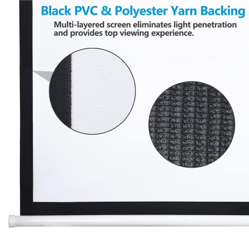 Image of 100 inch 16:9 HD Manual Projector Screen with Auto Lock Anti-Crease Home Theater Office Wall Mounted Ceiling Pull Down Projection 1.1 Gain Matte White, View Size: 87 x 49 inches