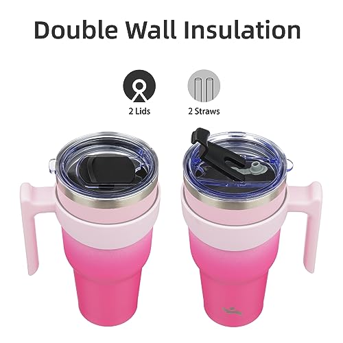 Image of Konokyo 30 oz Tumbler with Handle and Straw, Insulated Travel Mug