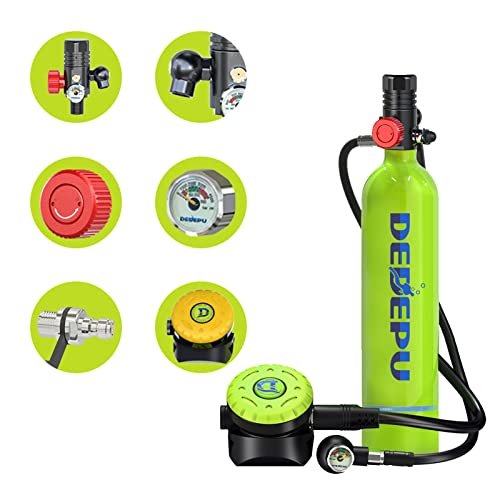 Dedepu Mini Scuba Tank Within Breathing Capacity For 15-20 Minutes Underwater 1L Dive Tanks Deepest 30 Feet Scuba Diving Gear For Outdoor Reusable Mini Diving Tanks Underwater Breathing Device #TOP2