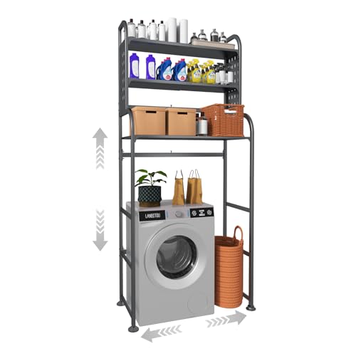 Over Washer Storage, 3 Tier Expandable Washer and Dryer rack, Lau...