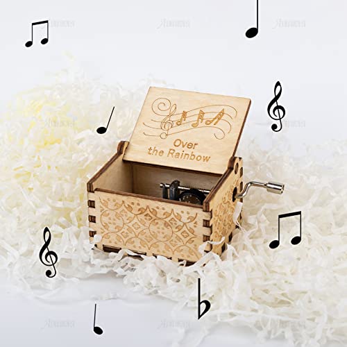 Caja de música de madera con manivela Over The Rainbow grabada 8
