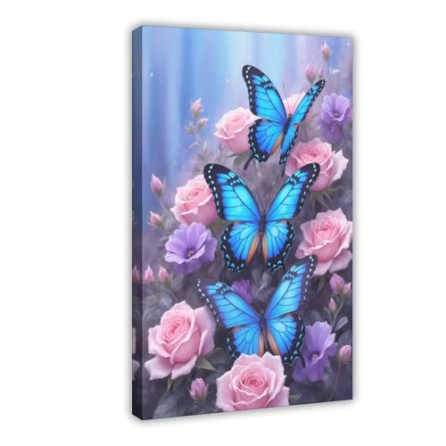 HAPPY HUGS Dreamy Pastel Flowers And Butterflies Canvas Posters Are