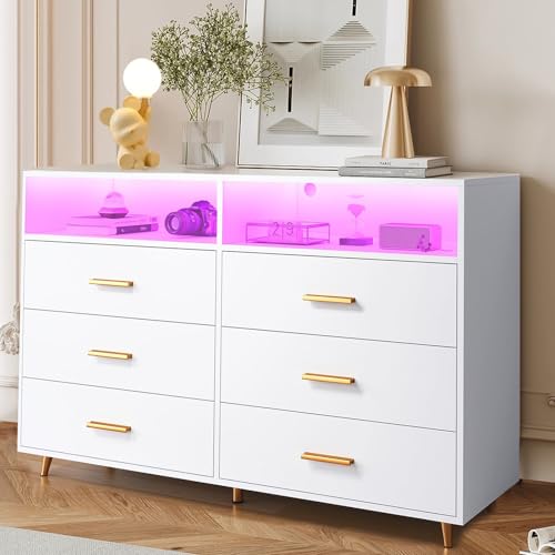 Opiniones y reviews de Cajonera Blanca Madera los 5 más buscados. 42 FL Cómoda de Cama con Luces LED, 6 Cajones con Organizador Grande, Cómodas y Cajoneras de Madera, para Dormitorio Sala de Estar (Blanca)