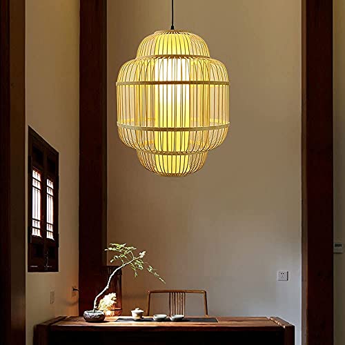 Lustre en osier anti eblouissement lampe suspendue bambou zen chambre - 6