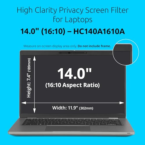 Kensington High Clarity Privacy Screens Filter for 14 inch 16:10 Laptops, Easy Installation Privacy Filter, Anti-Glare, 2H Hardness Protection, Compatible with HP Lenovo Samsung Asus, HC140A1610A by Kensington - Image 2