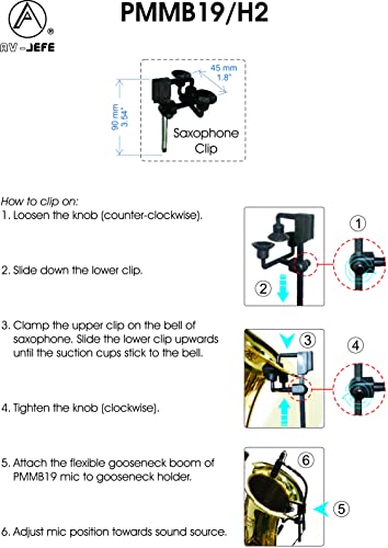 Av-Jefes Pmm19B-Sh4-Sax Saxophone Clip-On Musical Instrument Microphone For Shure Wireless Microphone And Phantom Power Input #TOP7