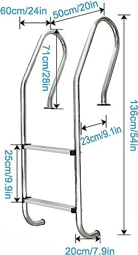 Escalera de piscina acero inoxidable 2 peldaños miniatura 6