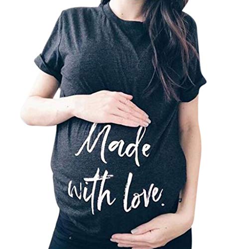 Preisvergleich Produktbild Lurcardo Stillshirt Kurzarm Damen Frauen Umstands Tshirt Rundhals Damen Umstandstop Umstandsmode Stilltop Schwangerschaft Stilloberteil Brief Drucken Shirt Casual Damen Schwanger Tops Damen Oberteile