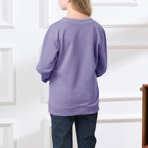 Teen Girls Fall Comfy Sweatshirt Crewneck Long Sleeve Pullover Tops Kids Casual Basic Solid Color Shirt School Trendy Clothes2