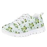 Biyejit Green Frogs Boys Girls Shoes Breathable Mesh Sneakers Lace Up Little Big Kids Non-Slip Walking Shoes Athletic Tennis Running Sneakers