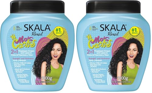 Image of SKALA Expert Mais Cachos 2 in 1 Treatment Cream & Leave In Conditioner for Curly Hair, Vegan Hair Mask, Shea Butter & Castor Oil, Deep Hydration Mask, Softening & Smoothing, Anti Frizz Formula, 1000g