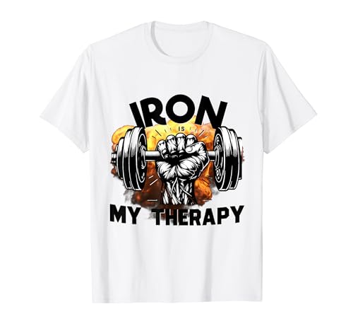 Iron Is My Therapy Motivational Bodybuilding Gym Design T-Shirt